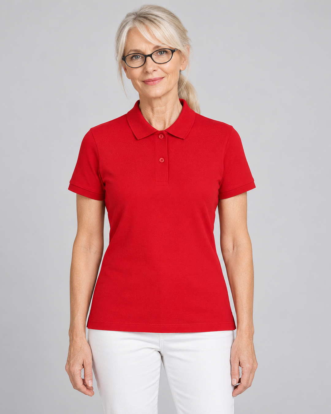Sitztgut Damen-Poloshirt aus Baumwoll-Piqué, 185 g/m² – Red – Vorderansicht
