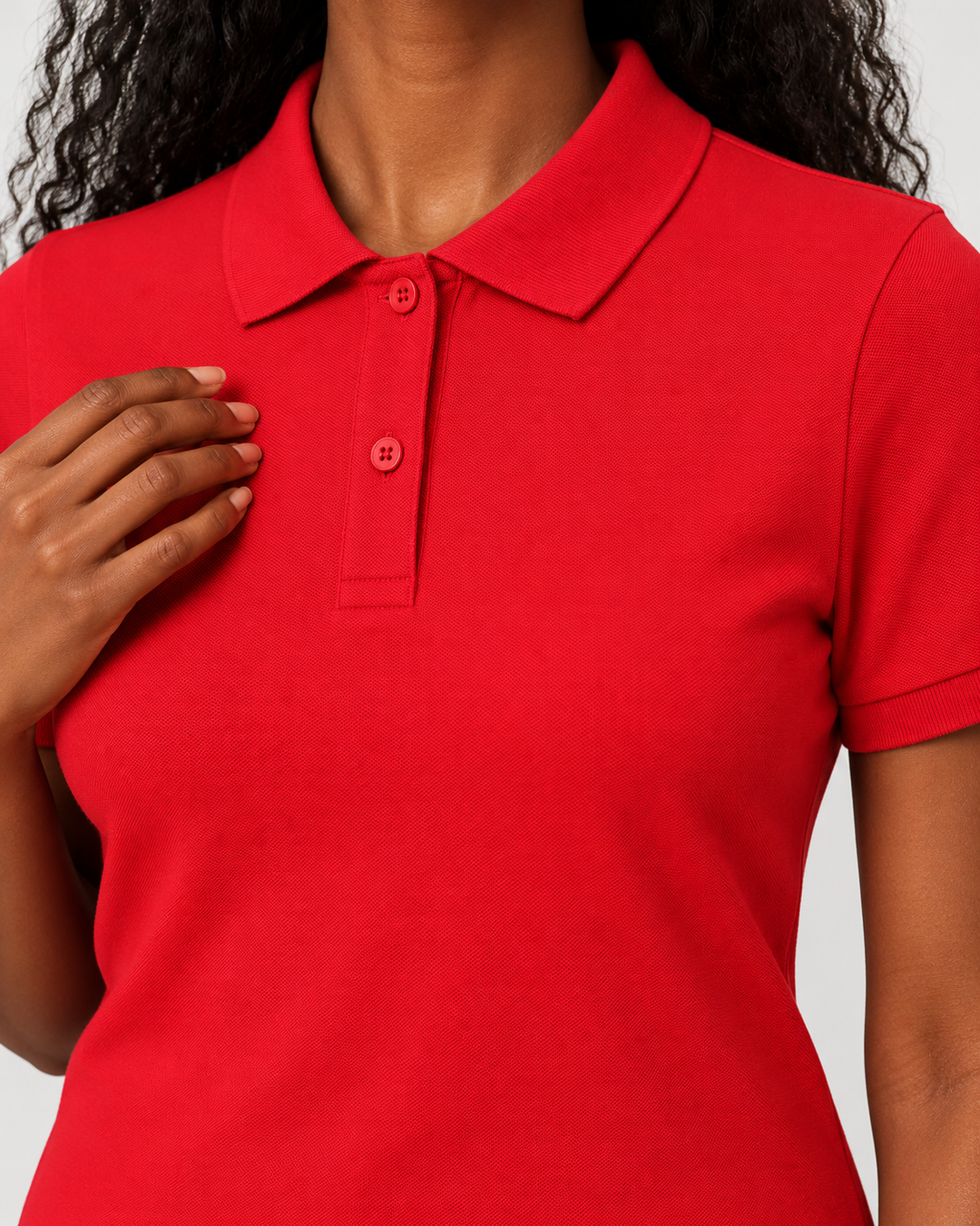 Sitztgut Damen-Poloshirt aus Baumwoll-Piqué, 185 g/m² – Red – Materialdetail