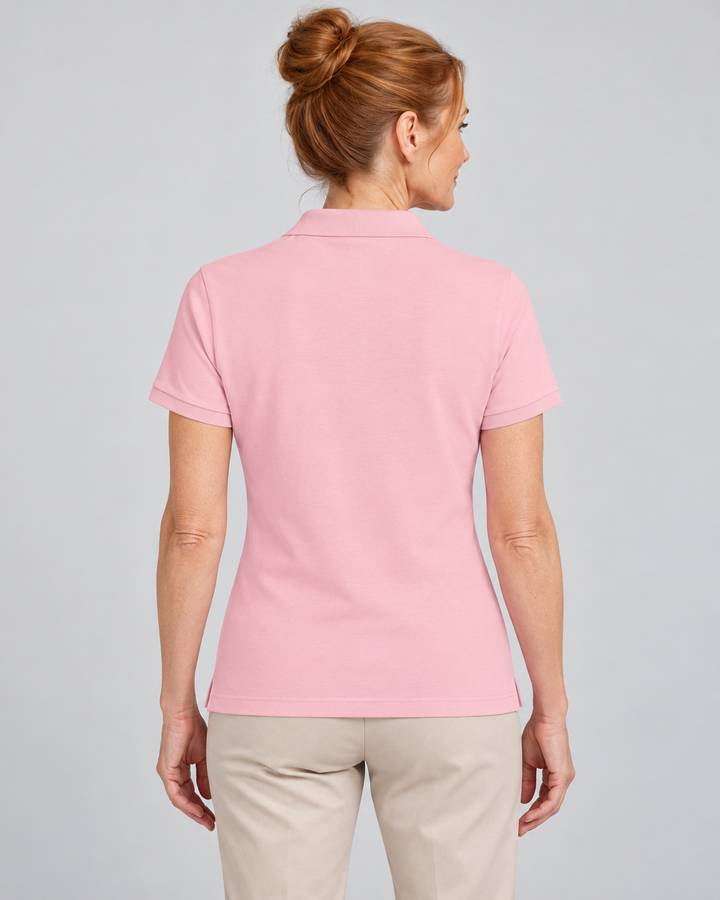 Sitztgut Damen-Poloshirt aus Baumwoll-Piqué, 185 g/m² – Cotton Pink – Rückenansicht