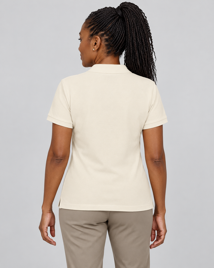 Sitztgut Damen-Poloshirt aus Baumwoll-Piqué, 185 g/m² – Natur – Rückenansicht