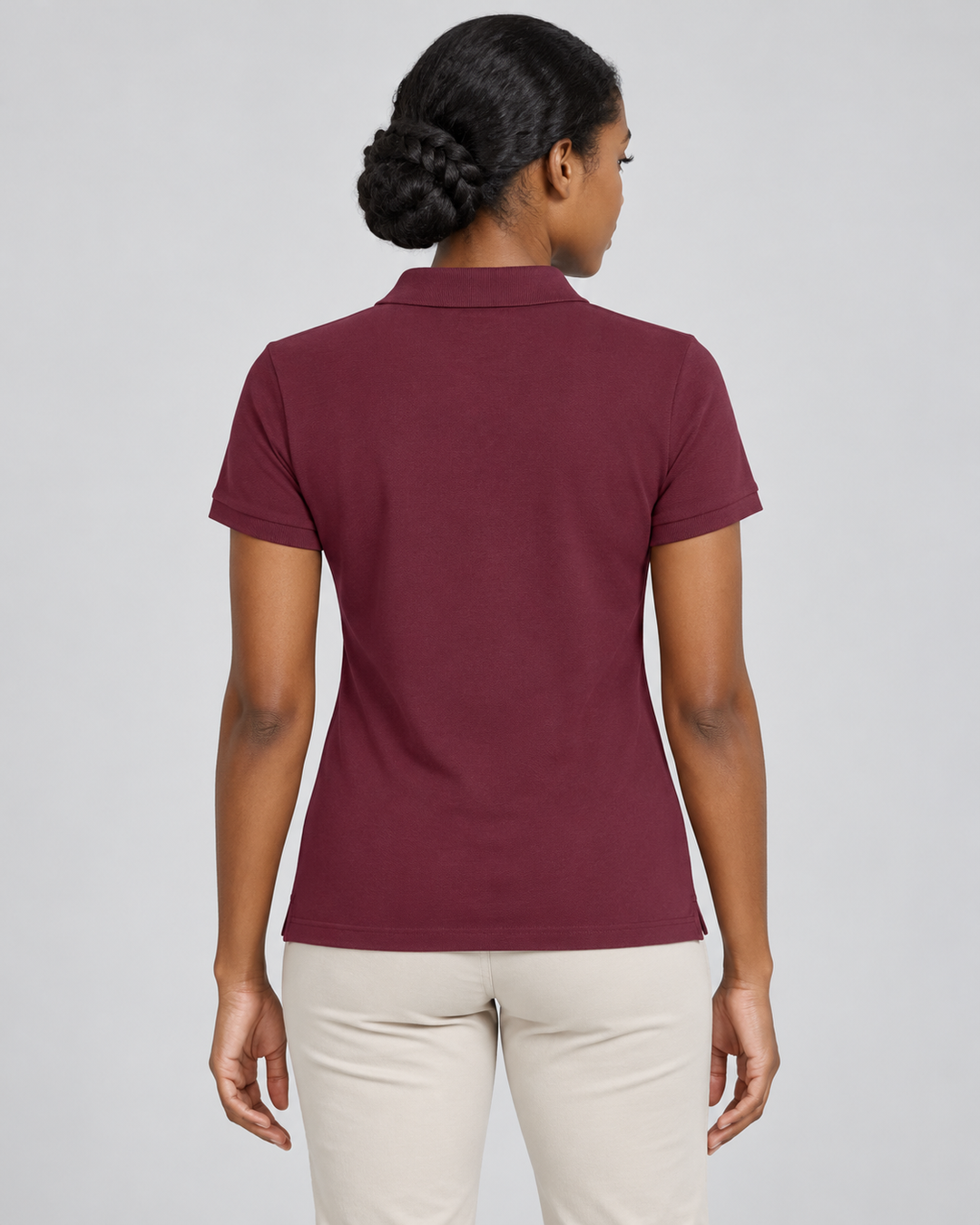 Sitztgut Damen-Poloshirt aus Baumwoll-Piqué, 185 g/m² – Deep Plum – Rückenansicht