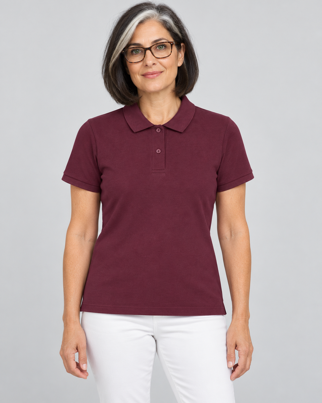 Sitztgut Damen-Poloshirt aus Baumwoll-Piqué, 185 g/m² – Deep Plum – Vorderansicht