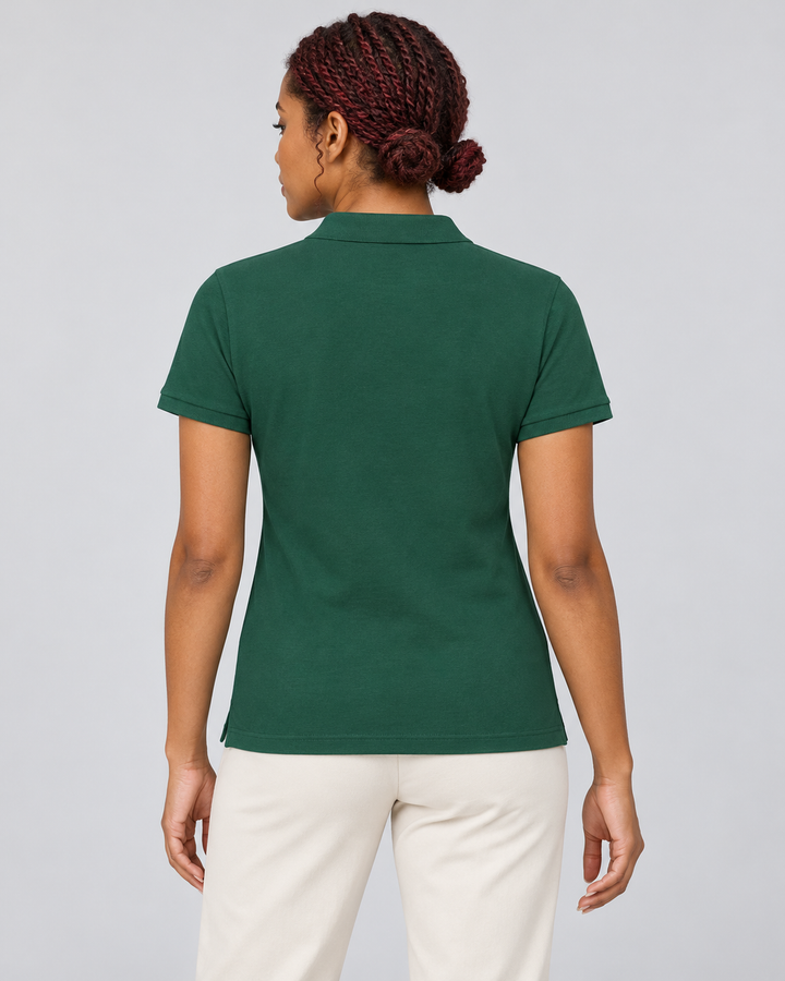 Sitztgut Damen-Poloshirt aus Baumwoll-Piqué, 185 g/m² – Bottle Green – Rückenansicht